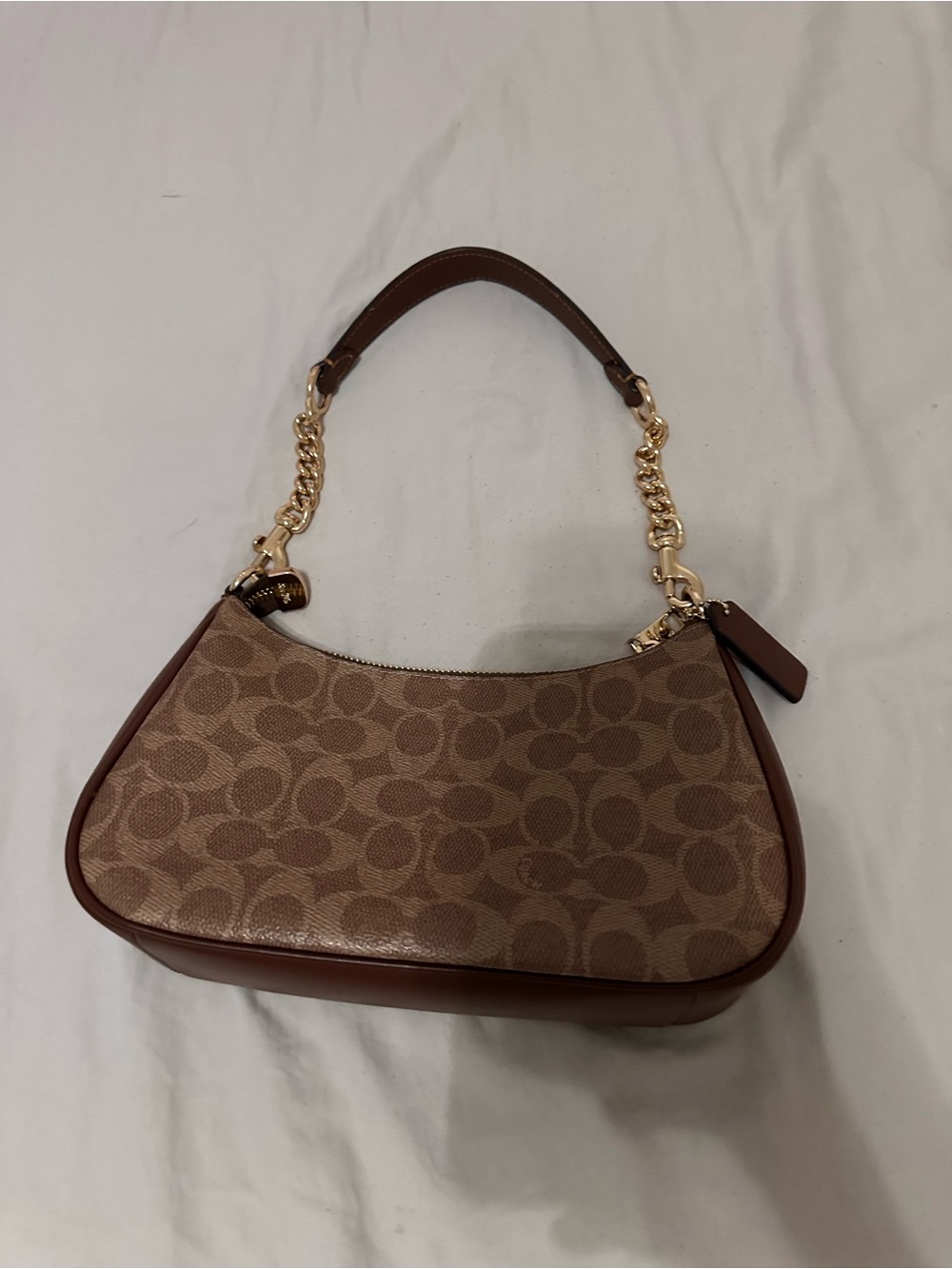 Coach Terri Signature Canvas Shoulder Bag in Brown with Gold Hardware - Picture 5 of 8